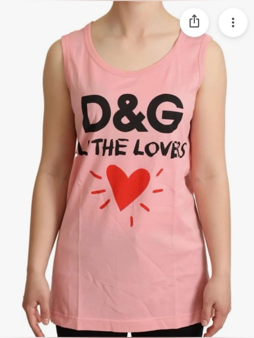 NWT, D&G Light Pink Graphic Heart Tank Motive Crewneck Top Dolce & Gabbana Chic - Picture 3 of 6